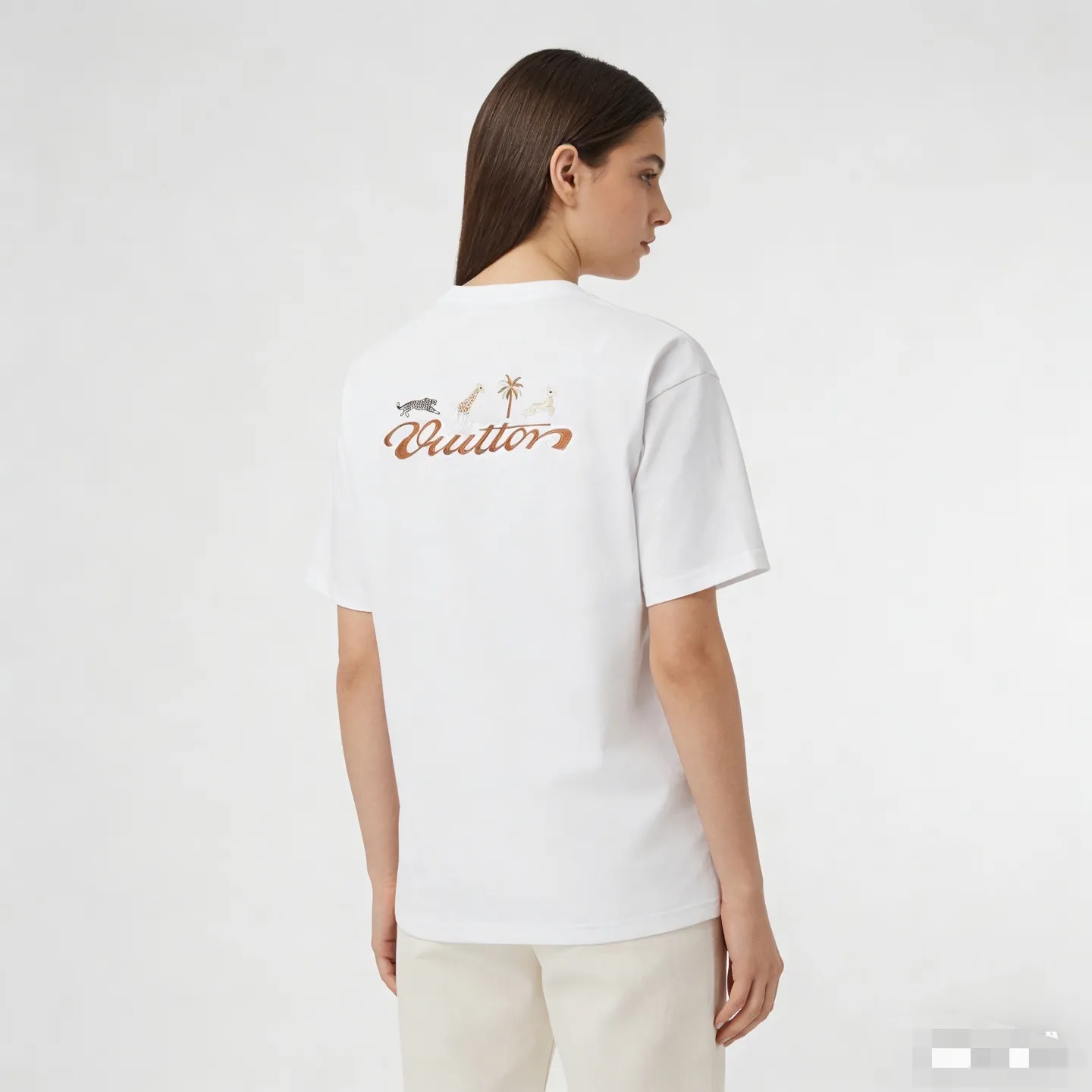 Louis Vuitton/Louis Vuitton 26ss zoo embroidered short sleeves